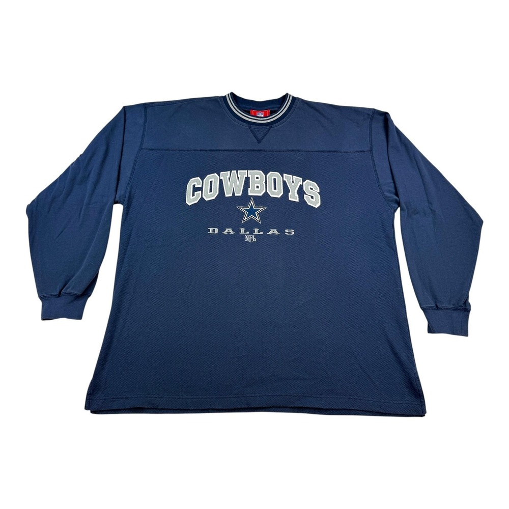 Dallas Cowboys Shirt Mens XL Blue NFL Crewneck Long Sleeve Pullover Football